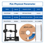 3DHoJor High Speed PLA Filament 1.75mm 3D Printer Filament,1kg Cardboard Spool (2.2lbs) Fit Most FDM 3D Printer,Dimensional Accuracy +/- 0.03 mm,Vacuum Packaging-Cold White 3DHoJor