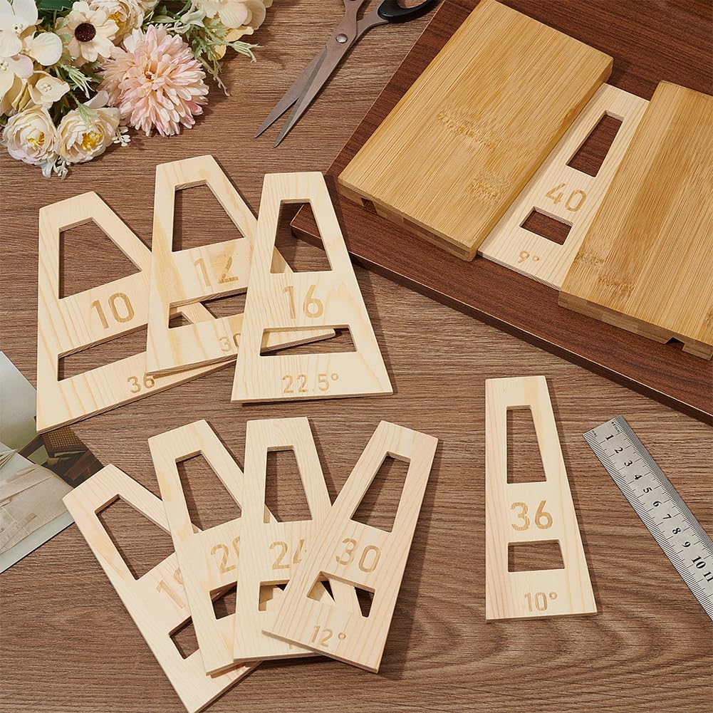 BENECREAT 9PCS Segmented Bowl Wedgies, Almond White Trapezoidal Segmented Bowl Wedge Tool Set for Segmented Bowl Making Jig, Sled, Wood Turning, 5mm Thick BENECREAT