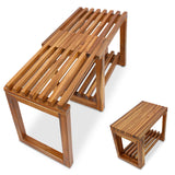 ENKEZI Adjustable Length 29.5 Inches Shower Stool Bench Chair Waterproof with Storage Shelf for Shaving Legs, Spa, Bath Seat in Bathroom, Inside Shower for Adults Seniors Elderly ENKEZI