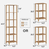 TUTOTAK Bookshelf, 6-Tier Tall Book Shelf, Narrow Bookcase for Small Space, DIY Stackable Bookshelf, for Living Room, Office, Study, Entryway, Industrial, Natural BS01BN006 TUTOTAK