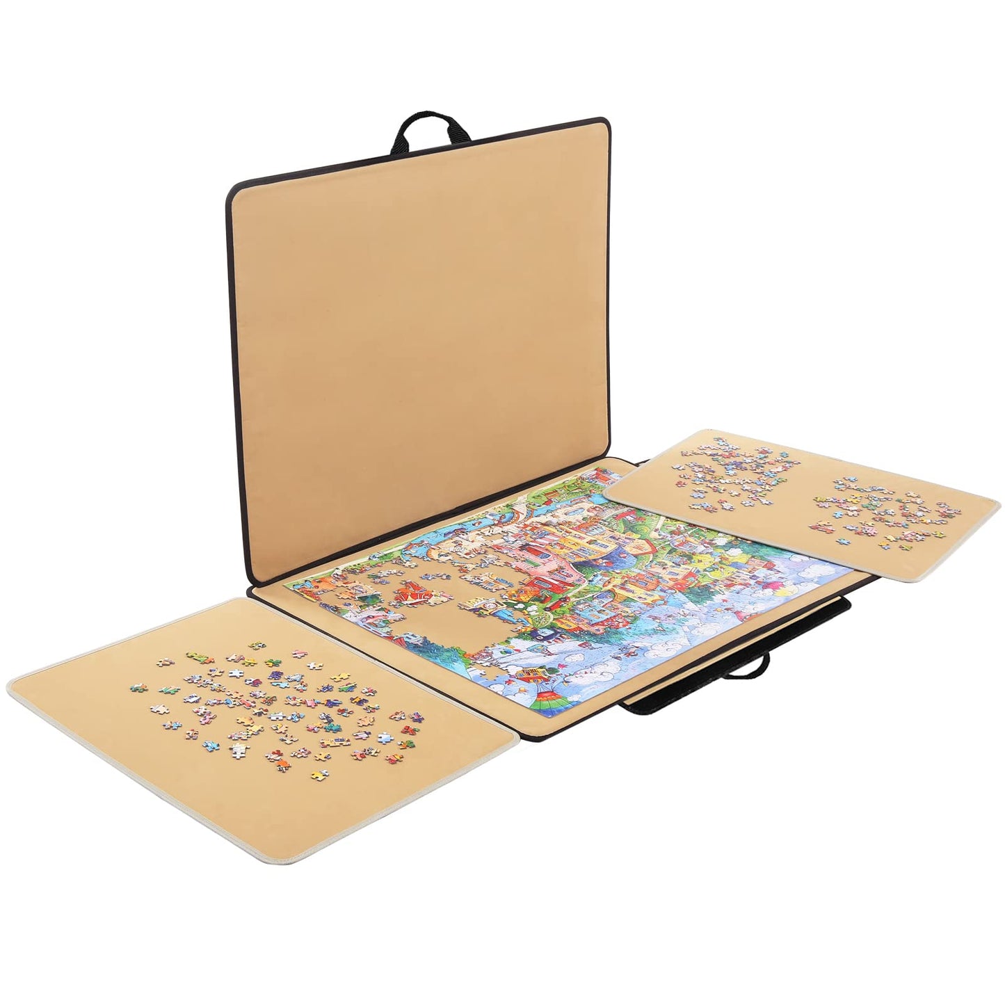 YISHAN Portable Jigsaw Puzzle Table Board, Premium Puzzle Case for Storage, Puzzle Mat, Puzzle Keeper Caddy Saver with Sorting Trays, Non-Slip Surface, Large - WoodArtSupply