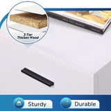 DEVAISE 3 Drawer File Cabinet for Home Office, Wood Under Desk Filing Cabinet, Rolling Printer Stand with Wheels, White DEVAISE