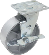 IconCasterWheels 6" x 2" Steel Heavy Duty Caster, Set of 4 Industrial Casters | 2 Swivel Top Lock Brake Caster & 2 Rigid Top Plate Caster | Top Plate 4 x 4.5, Load Capacity 4,800 lbs per Set (4-Pack) ICONCASTERWHEELS