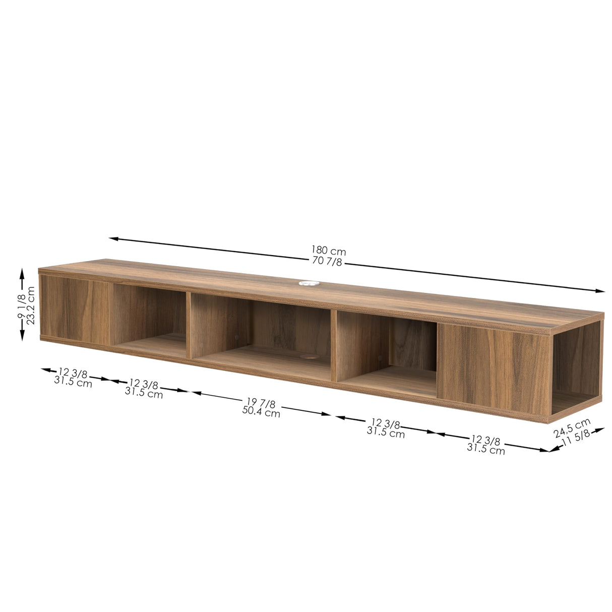 Atelier Mobili Modern Floating TV Stand Wall Mounted, Wall Mounted Entertainment Center, Modern TV Console, Walnut Color, TV Floating Shelf, ATELIER MOBILI THE LEADER OF THE INTERCHANGEABLE FURNITURE