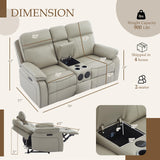 Neptane Power Reclining Loveseat with LED Reading Light/Storage Drawer/Bluetooth Speakers, Power Loveseat Recliner Sofa Wall Hugger Reclining Loveseat with Outlets(Grey, 2 Seat with Console) Neptane