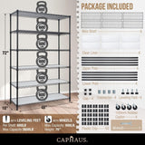 CAPHAUS NSF Commercial Grade Heavy Duty Wire Shelving w/Wheels, Leveling Feet & Liners, Metal Shelf, Garage & Utility Storage, 6-Tier 48 x 18 x 76 CAPHAUS