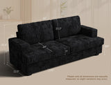 Comkei 89" 2 Seater Black Couches for Living Room Sofas Modern Comfy Corduroy Couch with Deep Seats Oversized Loveseat Sofa for Small Apartment Comkei