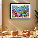 PINFFSHU Sea Turtle Diamond Art Kits for Adults, 5D Animal Diamond Painting Kit for Beginners Round Diamond Dots Full Drill Gem Art, DIY Crafts for Adults Home Wall Sea Turtle Decor Gift 16x12 Inch PINFFSHU