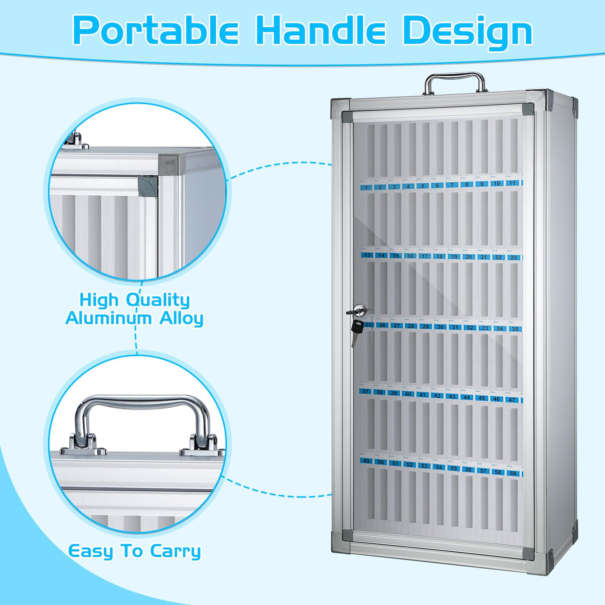 Amylove Cell Phone Locker Cabinet Aluminum Alloy Pocket Chart Storage Locker Box Cabinet Wall-Mounted Cell Phones Storage Cabinet Cell Phones Locker Amylove