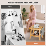 Bamboo Shower Bench for Inside Shower to Sit on,Waterproof Shower Stool for Shaving Legs,Spa Bathroom Shower Chair with Storage Shelf, Bathroom Bench Seat for Senior Adult Disabled Elderly LEJANEOYE