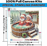 5D Diamond Art Kits for Adults,Christmas Couple Special Shape Diamond Painting Kits for Beginners, Winter Hot Springs DIY Crystal Diamond Dots Gem Art Craft for Home Decor 11.8x11.8 Inch Acelii