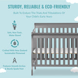 Dream On Me Jayden 4-in-1 Mini Convertible Crib And Changer in Storm Grey, Greenguard Gold Certified, Non-Toxic Finish, New Zealand Pinewood, 1" Mattress Pad Dream On Me