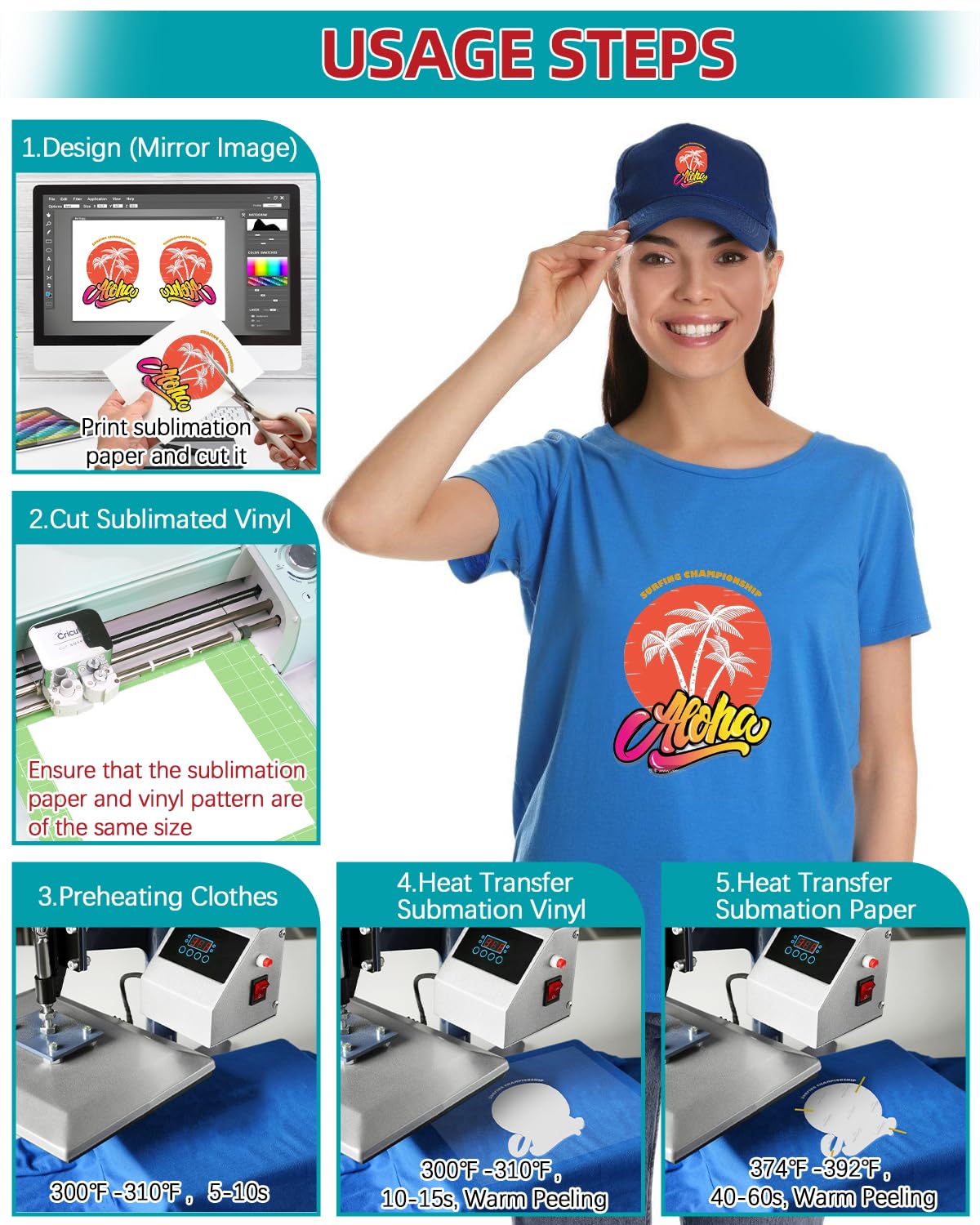 Lzerking Sublimation Htv for Dark Fabric 12in x 6ft Matte Sublimation Vinyl for Cotton Shirts, DIY Gifts, Easy Subli Heat Transfer Vinyl Compatible with xTool M1, Cricut Cutting Machines Lzerking