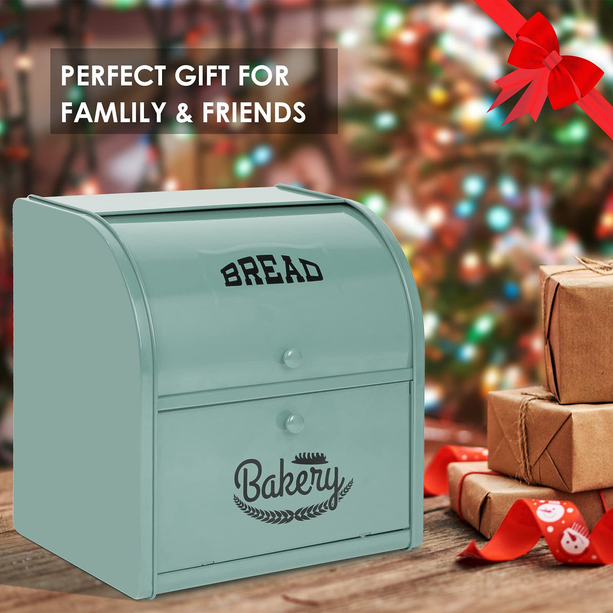 Olebes Bread Box, Metal Bread Box For Kitchen Countertop, Bread Storage Container Holds 2 Loaves Of Bread, High Capacity Breadbox, Bread Holder Suit Farmhouse Kitchen Decor For Counter Olebes