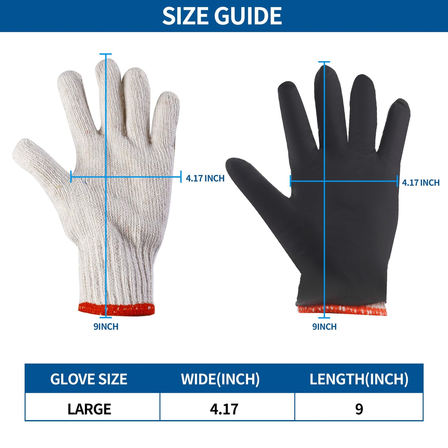 ZFYOUNG 100 Pcs Disposable BBQ Gloves with 3 Pairs Cotton Liners Grilling Gloves,BBQ Cooking Gloves,Washable Cotton Liners Powder Latex Free Nitrile Gloves.