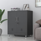 JINGUR Metal Storage Cabinet with Locking Doors and Adjustable Shelf, Small Lockable Sideboard Buffet Cabinet for Home Office Hallway Entryway Living Dining Room (Black) JINGUR