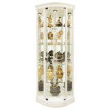 Howard Miller Heck Corner Curio Cabinet II -Vertical Decor Linen Finish Beveled Glass Door Adjustable Shelves with Interior Lightning Best for Collectibles, Living Room Office and Hoom Decor Howard Miller