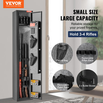 VEVOR Gun Safe for 2 Rifles, Equipped with Locking Mechanism & Digital Code Entry, Fast-Access Firearm Storage Unit with Adjustable Shelf & Handgun Holder, Secure Rifle Keeper for Household Use