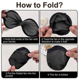 YEAHACLUB 50PCS Foldable Flying Disc Fans with Bags, 9.8'' DIY Handheld Black Egde Fabric Folding Fan for Outdoor Game Activities Birthday Party Favors End of Year Student Gifts, White YEAHACLUB