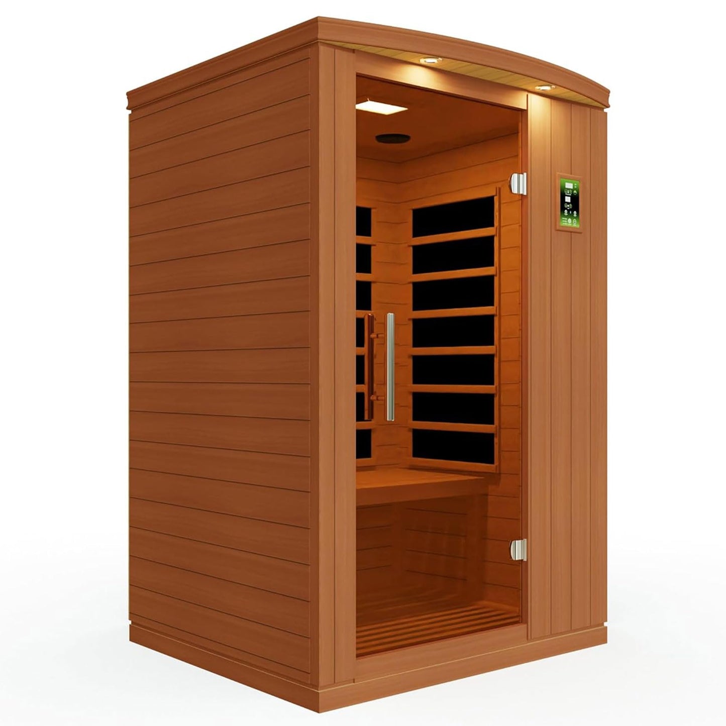 Dynamic Saunas Venice Elite 2 Person Capacity PureTech Ultra Low EMF Infrared Therapy Home Sauna Box with Bluetooth, Roof Vent, and LED Control Panel