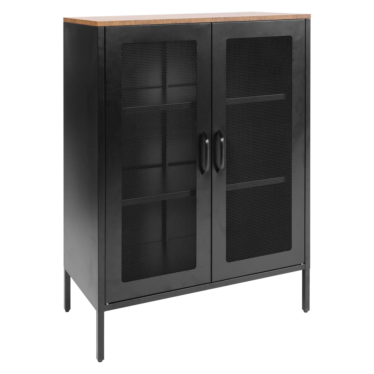 ALBAD Metal Storage Cabinet with Mesh Doors and Adjustable Shelves, Free Standing Sideboard Buffet Cabinet for Kitchen, Living Room, Dining Room, Home Office (Black) ALBAD