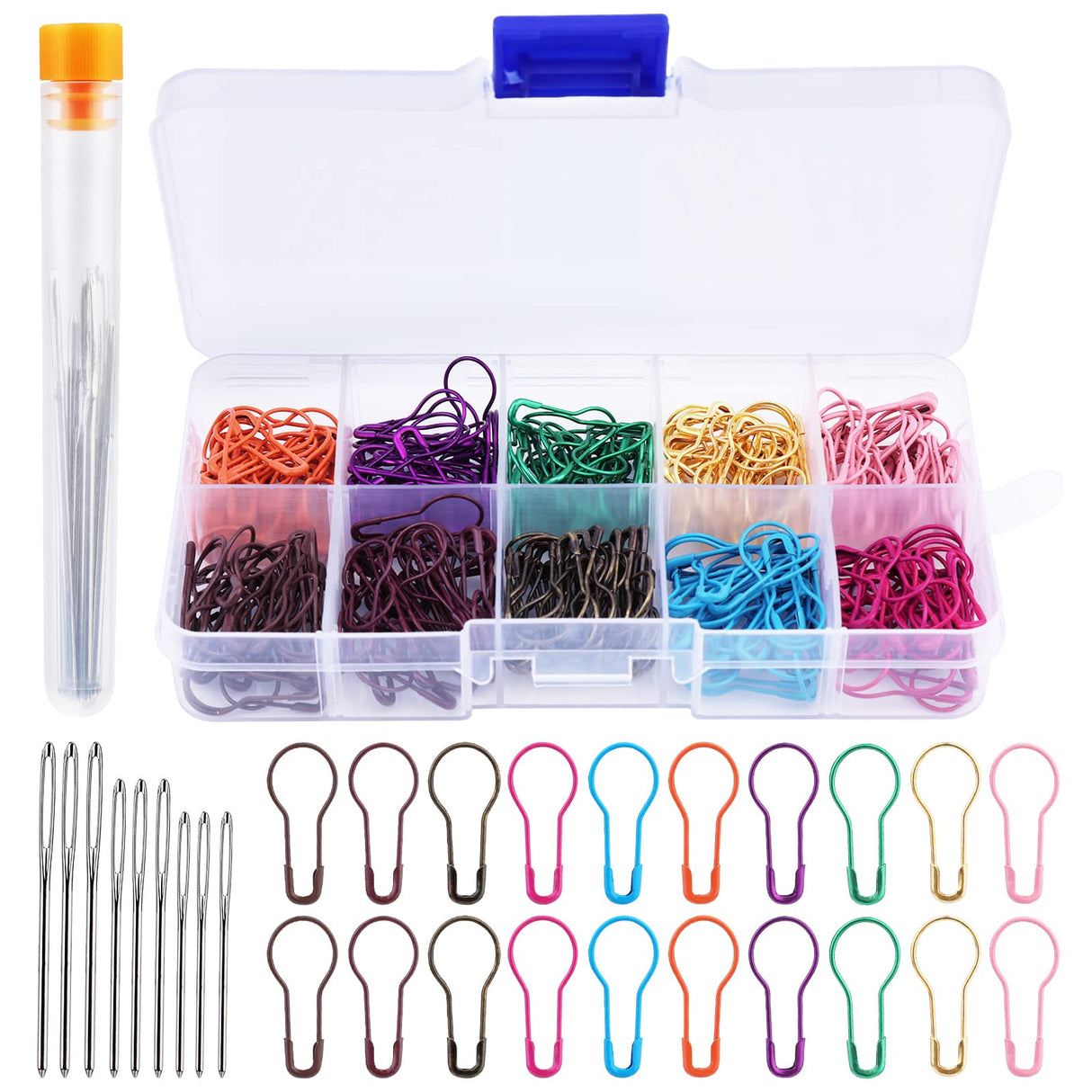 Kollase Stitch Markers, 300 pcs Crochet Markers, Metal Stitch Markers for Crocheting, Crochet Accessories and Supplies, Stitch Markers for Knitting and Crocheting, Safety Pins for Fabric and Paper Kollase