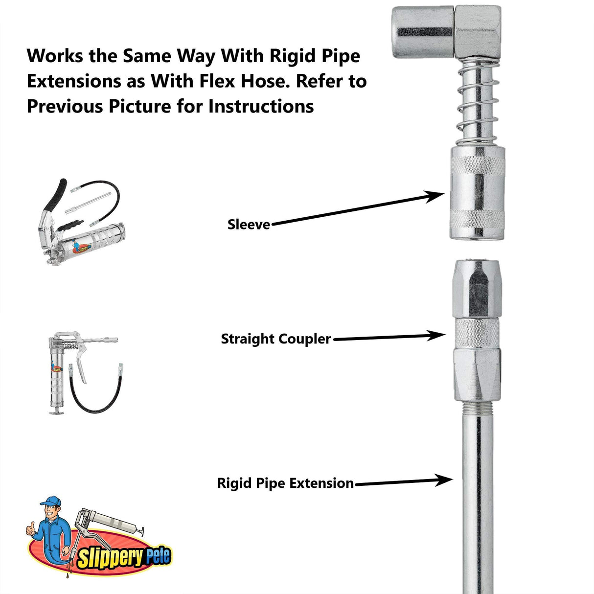 Slippery Pete 90 Degree Grease Coupler Snaps on to Grease Fittings in Tight Spaces Slippery Pete