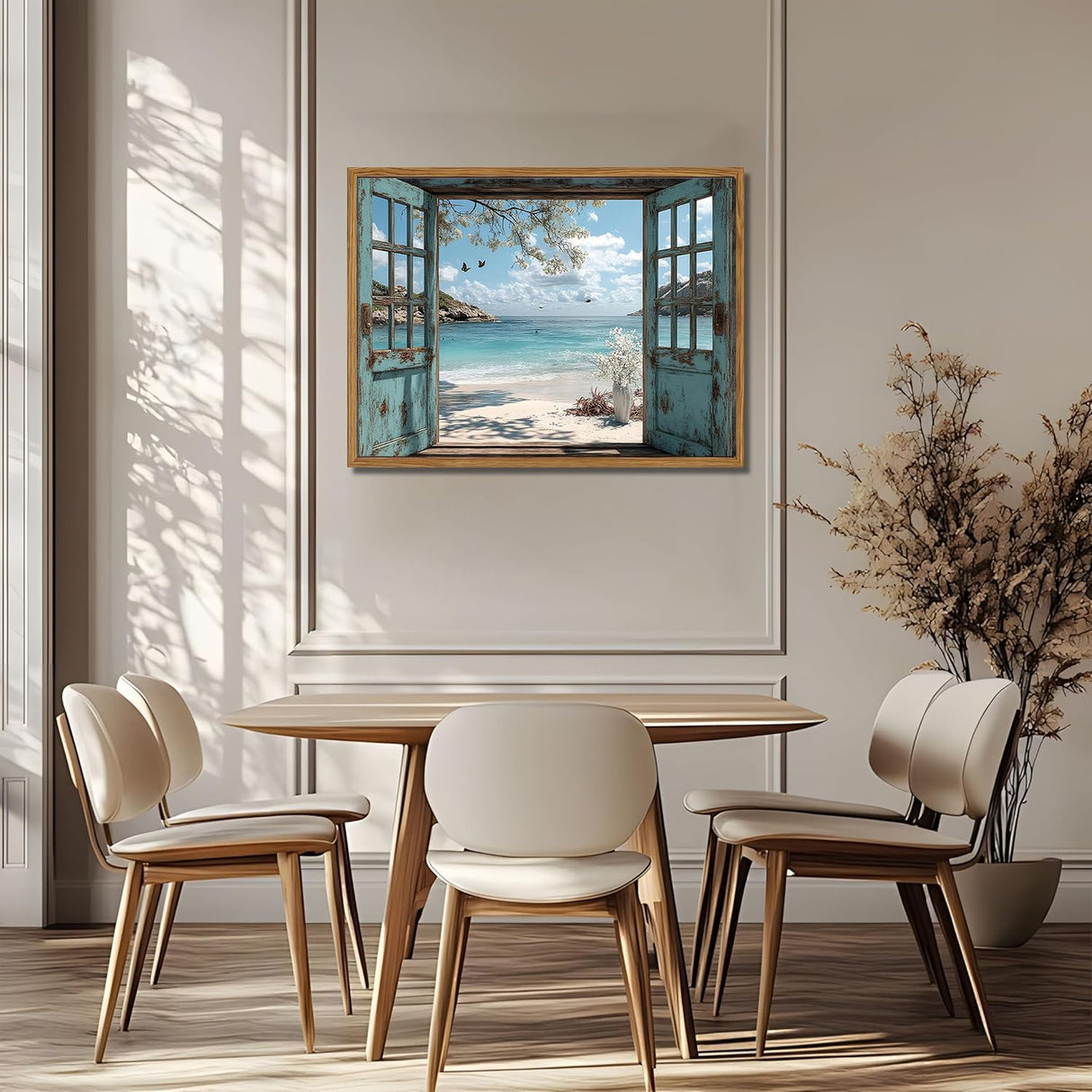 DAZZLEDOTS Diamond Art Kits for Adults, Window Beach Diamond Painting 5D Seaside Diamond Art Kits for Beginners DIY Full Drill Paint by Diamonds Dot Ocean Gem Art for Home Wall Decor 16 x 12 Inch DAZZLEDOTS