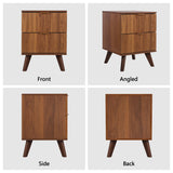 XUZENEST Fluted Nightstand Set of 2, Mid Century Modern 2 Drawer Dresser for Bedroom, Small Dresser Night Stand Side Table End Table with Wood Fluted Drawer Storage for Bedroom Closet(Walnut) XUZENEST