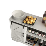 Panana Bar Cabinet with Barn 2 Sliding Doors Buffet Farmhouse Storage Cabinet TV Stand (White Cabinet) Panana
