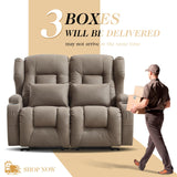 RV Loveseat Recliner Sofa,Reclining Loveseat Sofa Wall Hugger Recliners for Small Spaces, Double Manual Recliner Couches with Cup Holders for Living Room Furniture(Khaki, Loveseat) Generic