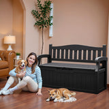 JUMMICO 80 Gallon Resin Outdoor Storage Bench, Large Deck Box with Armrest, Lockable & Waterproof for Garden, Home, Patio, Pools (Black) JUMMICO