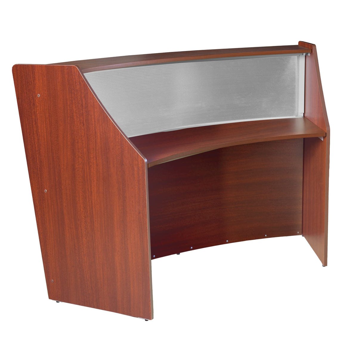 Romig Marque Plexi Single-Unit Reception Curved Desk Workstation “72W x 32D” - Cherry Romig