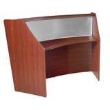 Romig Marque Plexi Single-Unit Reception Curved Desk Workstation “72W x 32D” - Cherry Romig