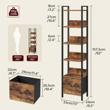 MAHANCRIS Bookshelf, 6-Tier Bookcase with Drawer, Small Book Shelf for Small Space, Storage Shelf Organizer, for Living Room, Bedroom, Study, Kitchen, Rustic Brown and Black BKHR66101 MAHANCRIS