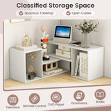 Giantex Bookshelf TV Stand for TVs up to 55", 2 Pieces Free-Combination Entertainment Center with Storage Cubes, Modern Media TV Console Table, Open Storage Bookcase for Living Room, Bedroom (White) Giantex