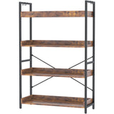 HCHQHS 4 Tier Bookshelf, Adjustable Industrial Bookcase, Vertical Tall Book Shelf, Wood and Black Metal Open Bookshelves for Home Office, Living Room, Bedroom HCHQHS