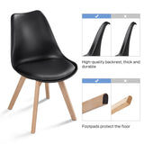 Yaheetech Modern Mid Century Eiffel Inspired Dining Chairs Set of 4, Black, Ergonomic Design with Cushion, Beech Wood Legs Yaheetech