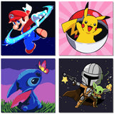 KOJEFCV 4 Pack Cartoon Paint by Number for Kids-Paint by Numbers for Kids Ages 4-8-12, DIY Paints with Numbers Easy Acrylic Oil Painting Kits for Home Wall Decor (8X8inch) KOJEFCV