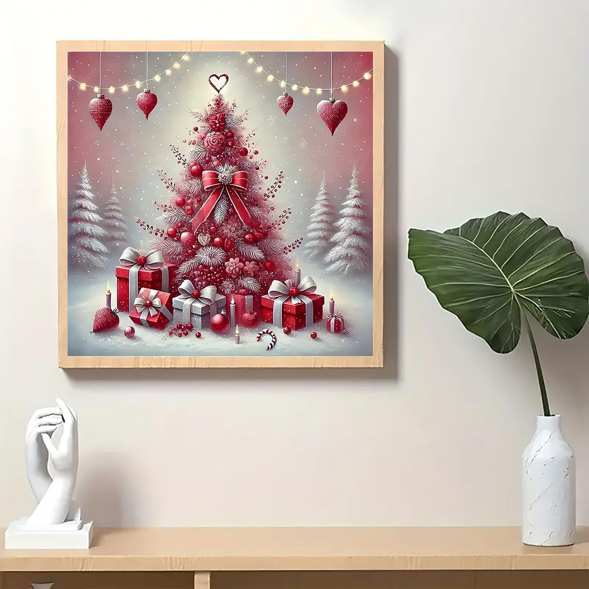 Christmas Tree Love Diamond Art Painting Kits for Adults, Diamond Painting Kits for Adults Beginners, 5D DIY Full Drill Diamond Dot Gem Art Kits for Adult, Home Wall Decor 13.8x13.8 Inch AWLNKMC