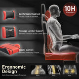 HLDIRECT Gaming Chair with Pocket Spring Cushion, Video Game Chair, Gaming Computer Chair, Ergonomic Chairs with Massage Lumbar Support for Adults, Swivel PU Leather Office Chair, Black & Red HLDIRECT