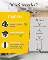 monTEK Freestanding Bike Storage Rack for 5 Bikes, Heavy Duty 350LBS Vertical Bike Stand with 5 Bike Hooks & 6 Helmet Hooks, Indoor and Outdoor Bike Storage Rack with Locking Casters monTEK