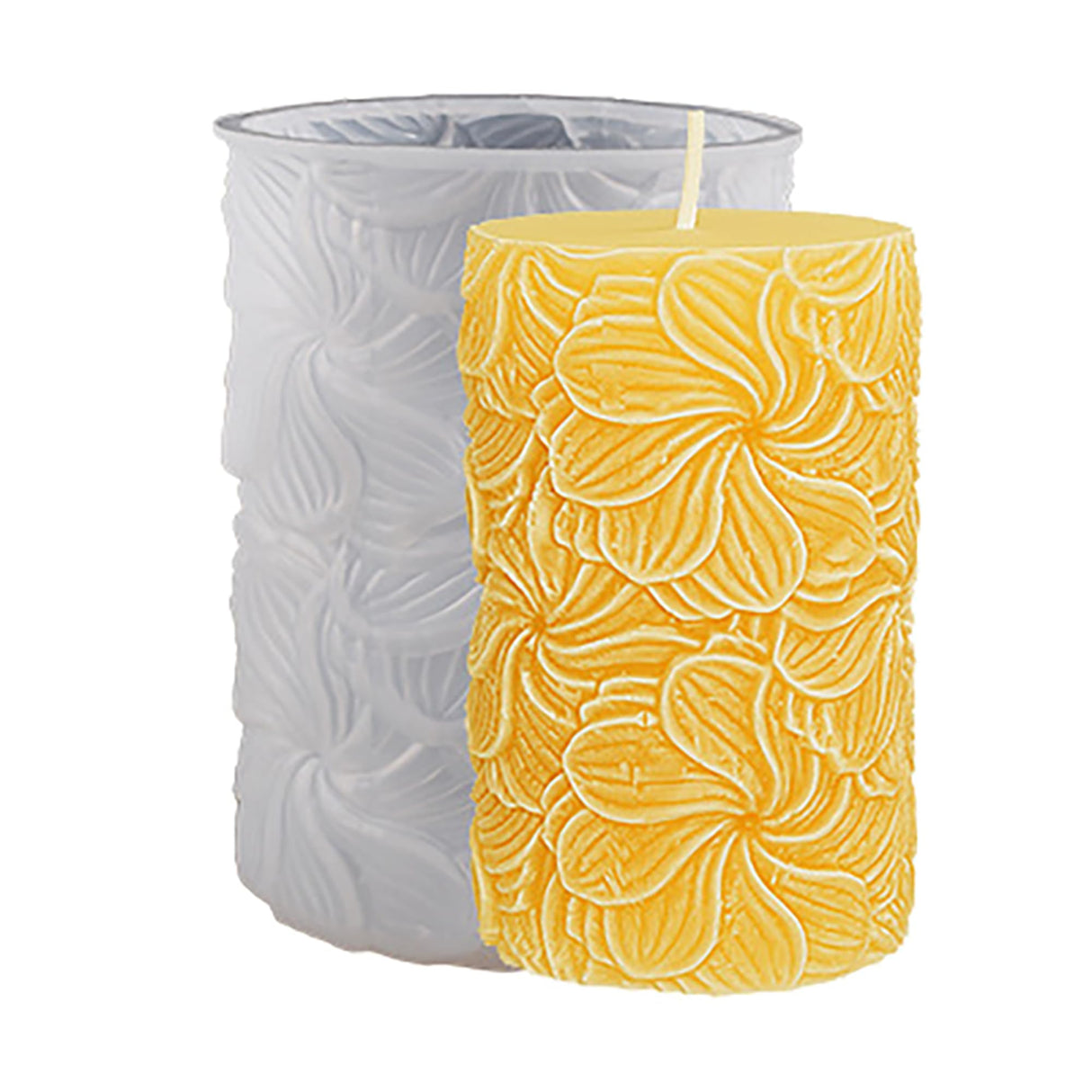 Flower Petal Cylinder Candle Mold - Resin Casting Silicone Molds for Home Decor & Candle Making Wave Spiral Mold ESEDAGE