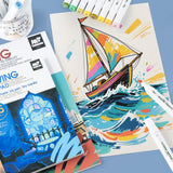 TRANSON Artist Mix Media Sketchbook Marker Pad, 5.8”x8.3” 80 Sheets A5 Art Papers, 80lb/120gsm for Painting, Drawing and Sketching TRANSON