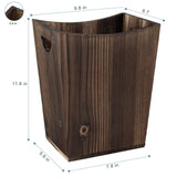 ETELI Wood Waste Basket Small Trash Can for Office Rectangular Trash Can Decorative with 2 Handles for Bathroom Bedroom Kitchen Hotel (Brown) ETELI