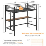 VECELO Loft Bed Twin Size with Desk, Metal Bedframe with Removable Ladder and Safety Guardrail, No Box Spring Needed, Space Saving, Noise Free, Dark Black VECELO