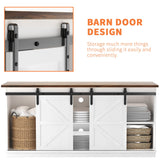 YESHOMY Farmhouse TV Stand and Entertainment Center for Televisions up to 65 Inchs, with Sliding Barn Doors and Storage Cabinets, Console Table and Media Furniture for Living Room, 58 Inch, Milk White YESHOMY