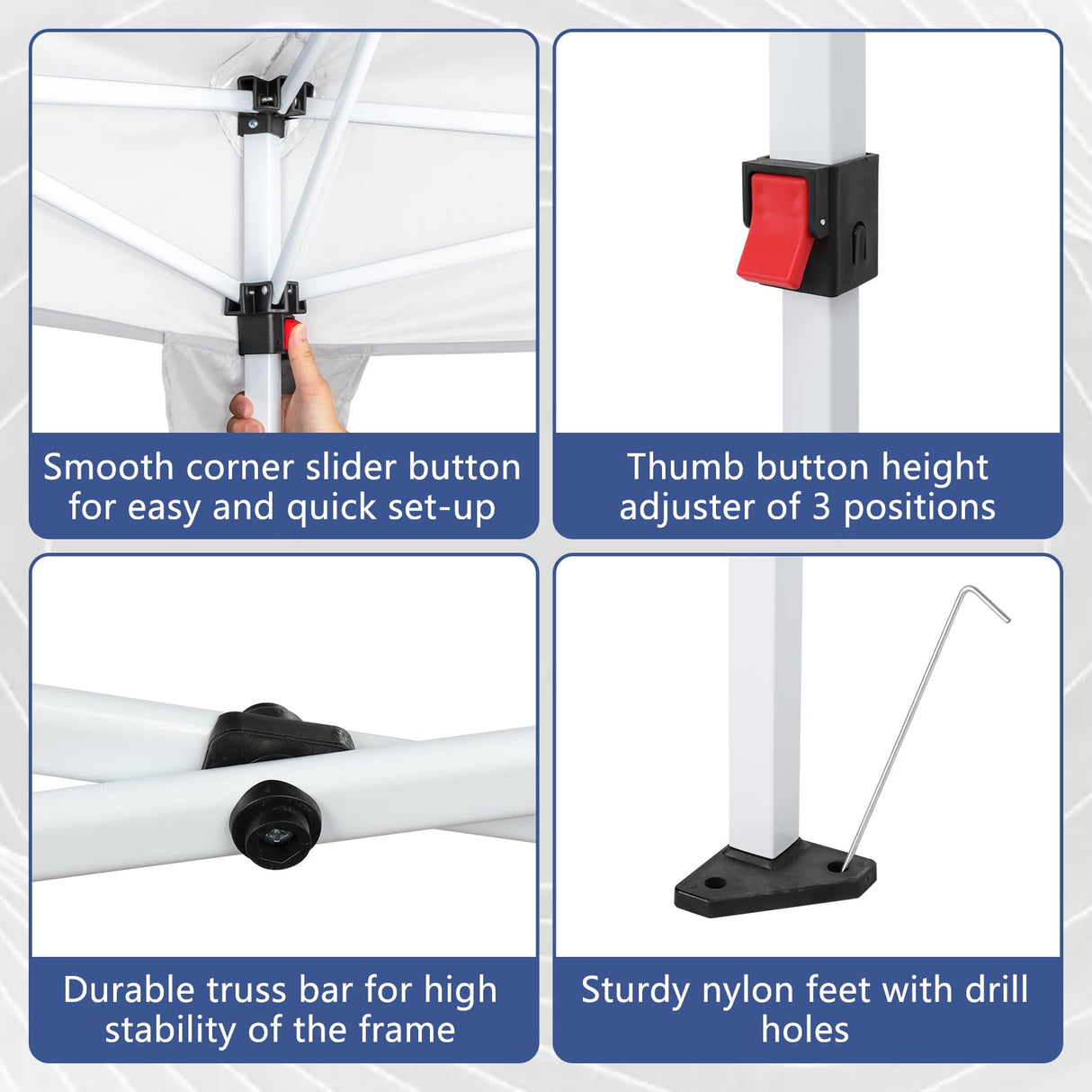 VINGLI 10x30 Pop Up Canopy Tent, Outdoor Tent Canopy Foldable Portable Canopies for Camping, Patio, Parties, EZ Up Gazebo Canopy with Carry Bag(White) VINGLI