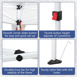 VINGLI 10x30 Pop Up Canopy Tent, Outdoor Tent Canopy Foldable Portable Canopies for Camping, Patio, Parties, EZ Up Gazebo Canopy with Carry Bag(White) VINGLI