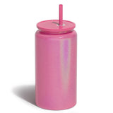 UIRZOTN Glass Cups with Lids and Straws, 16oz Stainless Steels Cups, Beer Cups, Iced Coffee Cup, Smoothie Cup, Sublimation Tumbler, Fuchsia (Shiny Polished Finish, Sublimatable) UIRZOTN